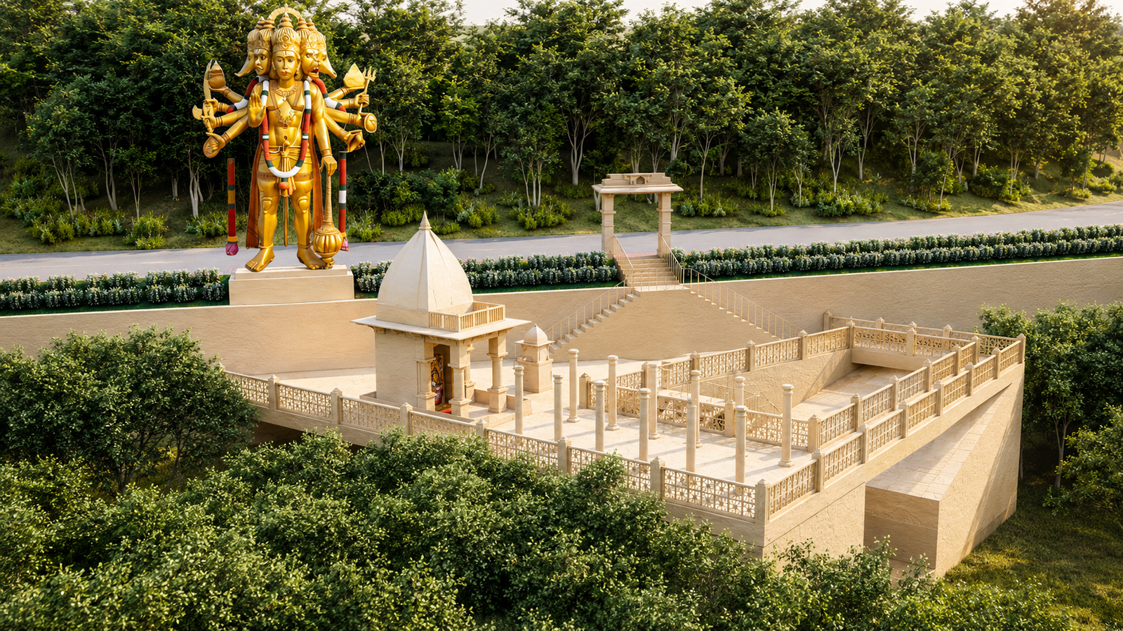 Artist's vision of the completed Shree Panchmukhi Hanuman Mandir